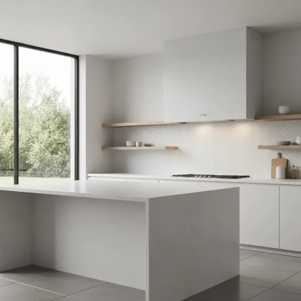 Tieasy Wall Mount Range Hood showing its sleek stainless steel design in a modern kitchen